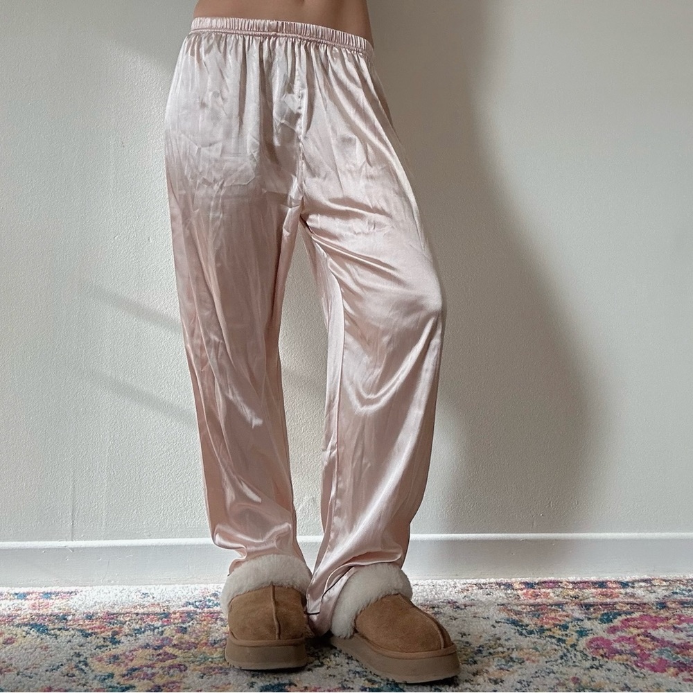 Y2k coquette 2000s cute satin silky straight legs slip pajama pants - Picture 3 of 5